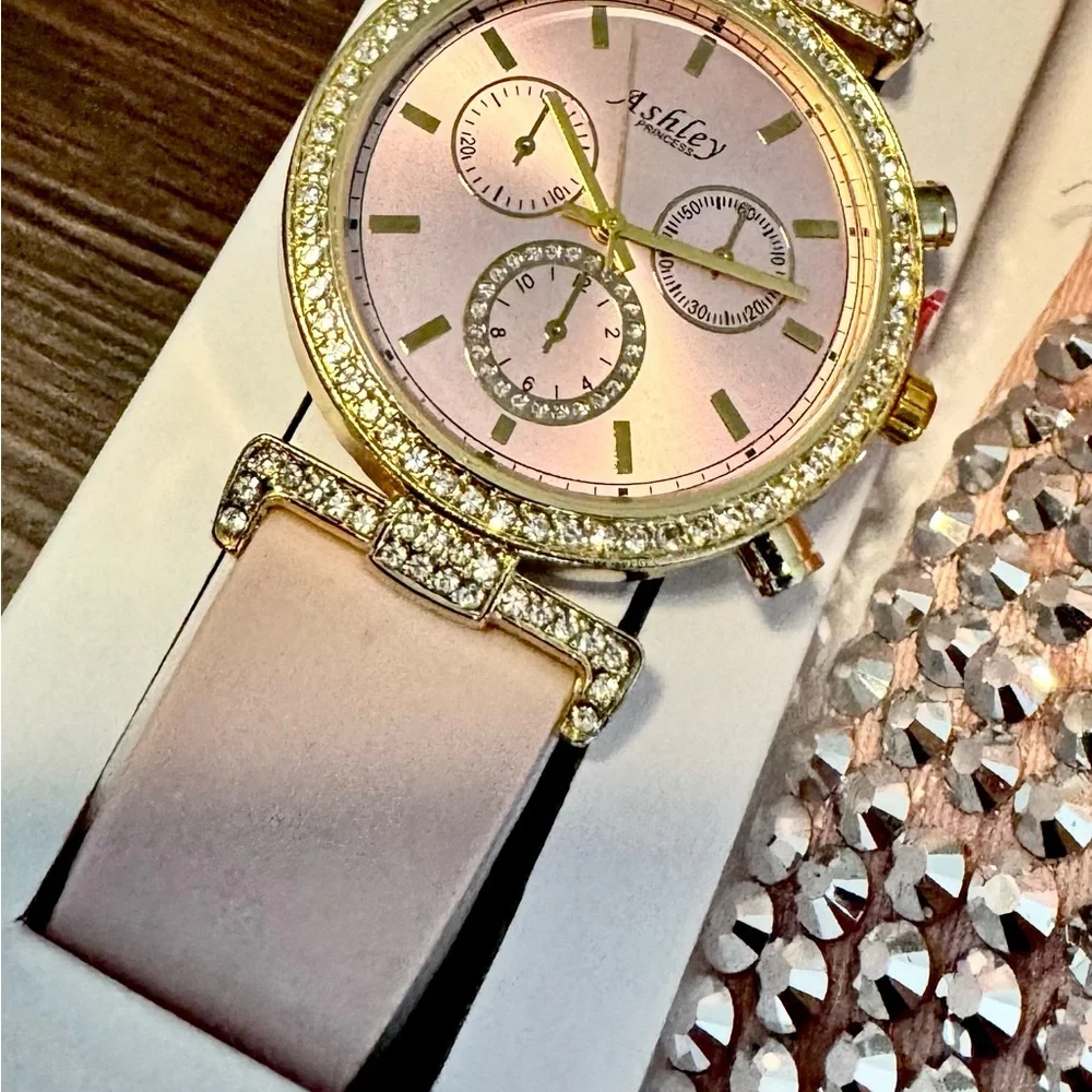 Pink Queen Rhinestone Hat & Watch Gift Set Ashley Princess NWT - Picture 4 of 8